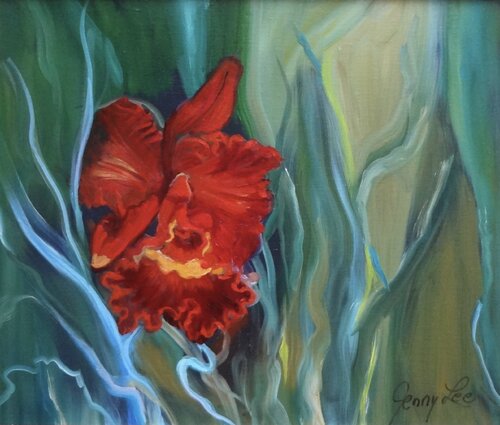 Red Tropical Orchid Jenny Lee
