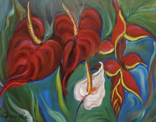 Tro[pical Garden van Jenny Lee, Schilderij te koop op Singulart
