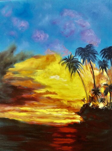 Firey  Sunset in Hawaii von Jenny Lee, Malerei kaufen auf Singulart