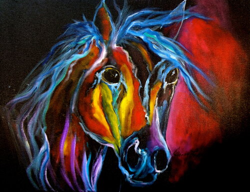 Colorful Roan Horse von Jenny Lee, Malerei kaufen auf Singulart