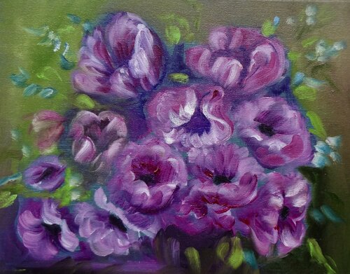 Violet Poppies van Jenny Lee, Schilderij te koop op Singulart