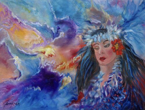 Hula Girl Color Abstract di Jenny Lee, Pittura in vendita su Singulart