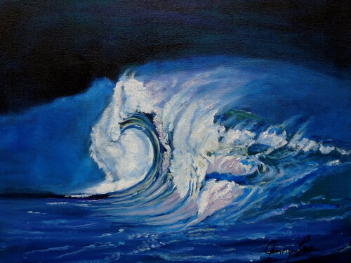 Blue Wave Action van Jenny Lee, Schilderij te koop op Singulart