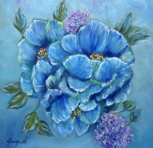 Bouquet of Blue Poppies von Jenny Lee, Malerei kaufen auf Singulart