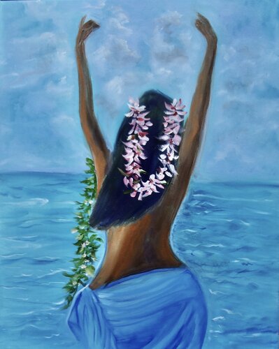 Hula Girl on the Beach 3 van Jenny Lee, Schilderij te koop op Singulart