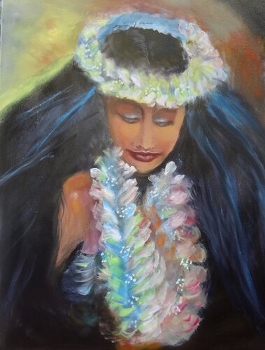 Aloha Miss Hula by Jenny Lee, 油畫 for Sale on Singulart