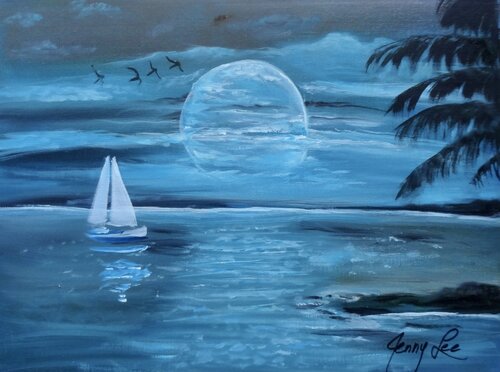 Moon Over Hawaii by Jenny Lee, Painting for Sale on Singulart