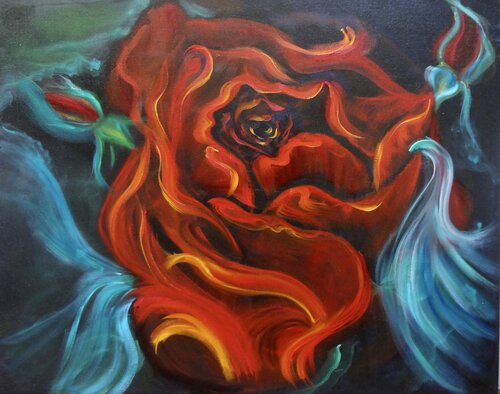 Splendid Red Rose van Jenny Lee, Schilderij te koop op Singulart