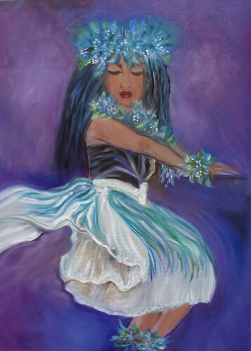Flower Leis and Flowing Skirts von Jenny Lee, Malerei kaufen auf Singulart