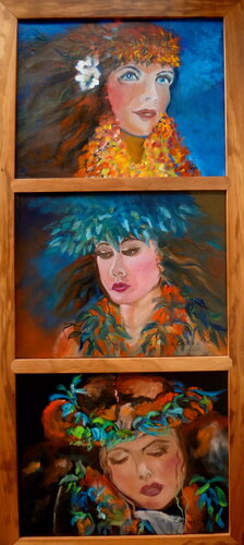Three Hawaiian Hula Girls di Jenny Lee, Pittura in vendita su Singulart