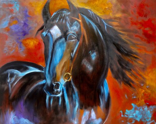Ebony Horse di Jenny Lee, Pittura in vendita su Singulart