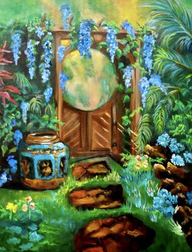 Secret Garden Gate de Jenny Lee, Pintura a la venta en Singulart