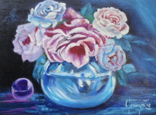 Rose Bouquet Purple Ball von Jenny Lee, Malerei kaufen auf Singulart