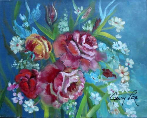Vibrant Roses van Jenny Lee, Schilderij te koop op Singulart