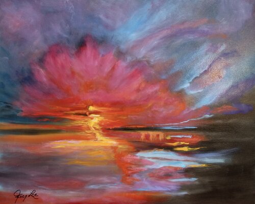 Red Sunset di Jenny Lee, Pittura in vendita su Singulart