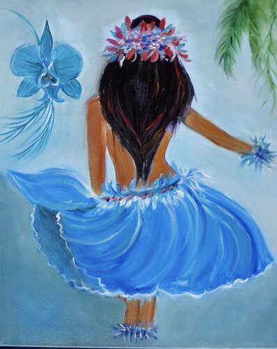Flirty Hula Hips van Jenny Lee, Schilderij te koop op Singulart