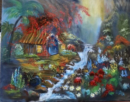 Quaint Hawaiian Homestead di Jenny Lee, Pittura in vendita su Singulart