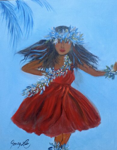 Hula Girl Traditional di Jenny Lee, Pittura in vendita su Singulart