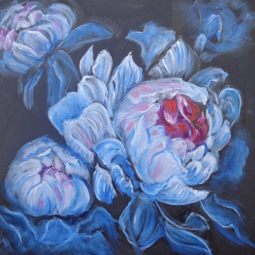 ROMANTIC WHITE PEONIES van Jenny Lee, Schilderij te koop op Singulart