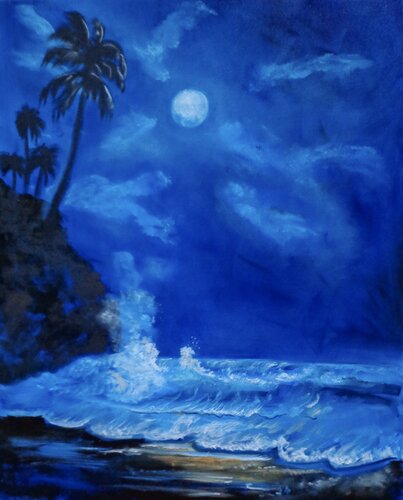 Moon over the Tropics par Jenny Lee, Peinture en vente sur Singulart