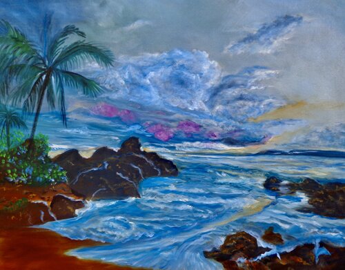 Tropical Island Secret Beach von Jenny Lee, Malerei kaufen auf Singulart