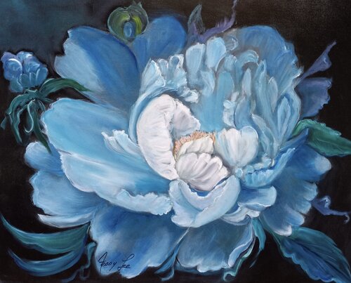Fluffy Blue Peony Petals Jenny Lee
