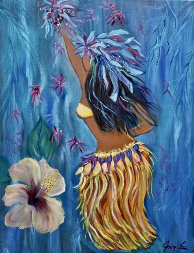 Beach Art Grass Skirt di Jenny Lee, Pittura in vendita su Singulart