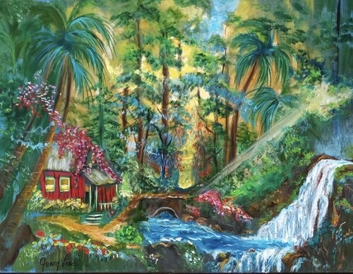 Cabin in the Woods von Jenny Lee, Malerei kaufen auf Singulart