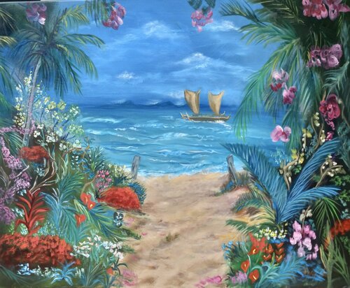 Hokulea Path to the Beach van Jenny Lee, Schilderij te koop op Singulart