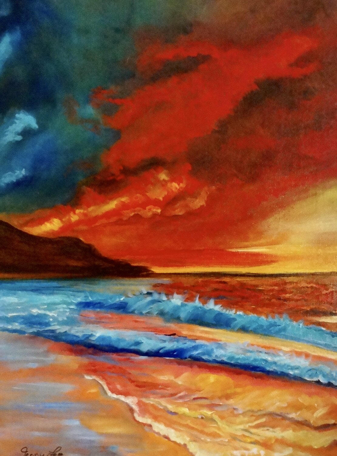 Sunset Hawaii de Jenny Lee (2020): Pintura Acrílico, Óleo en Lienzo -  Singulart, image size:1110x1500