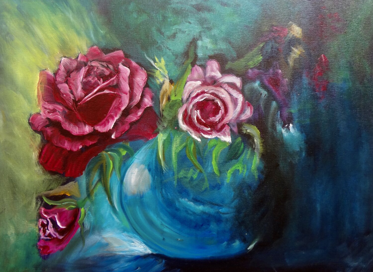 Roses in a Blue Vase Jenny Lee
