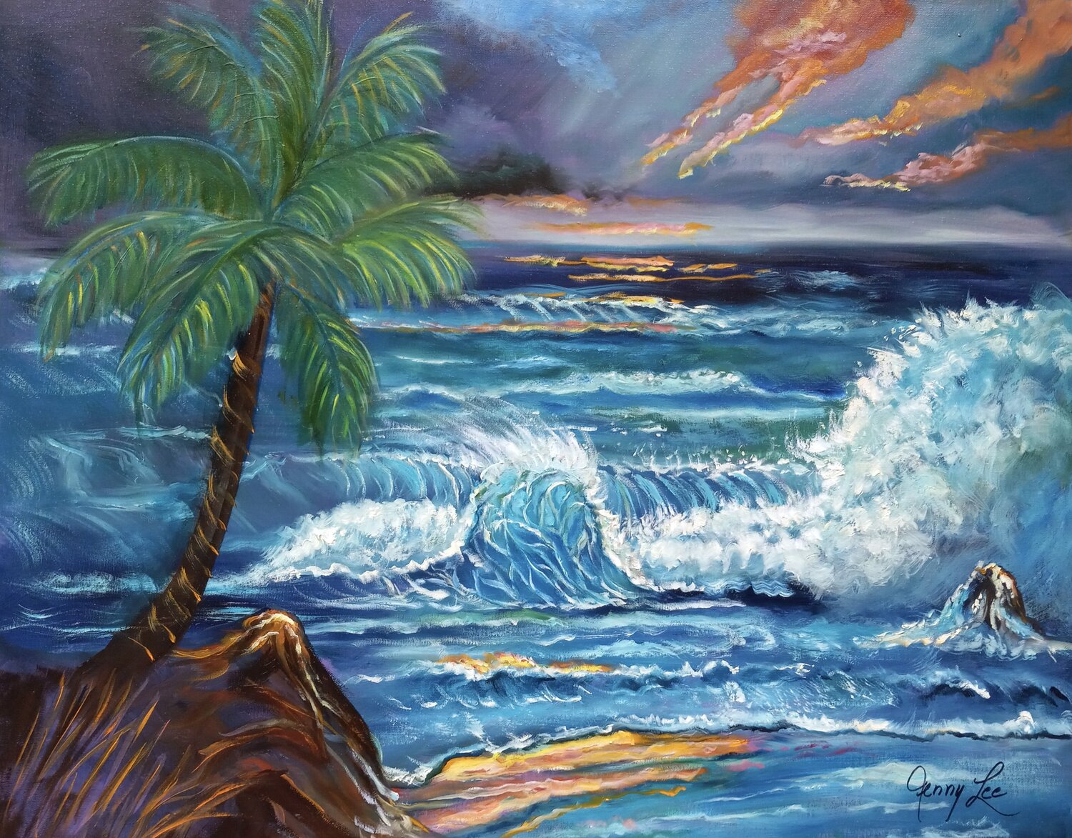Rolling Waves Sunset Jenny Lee