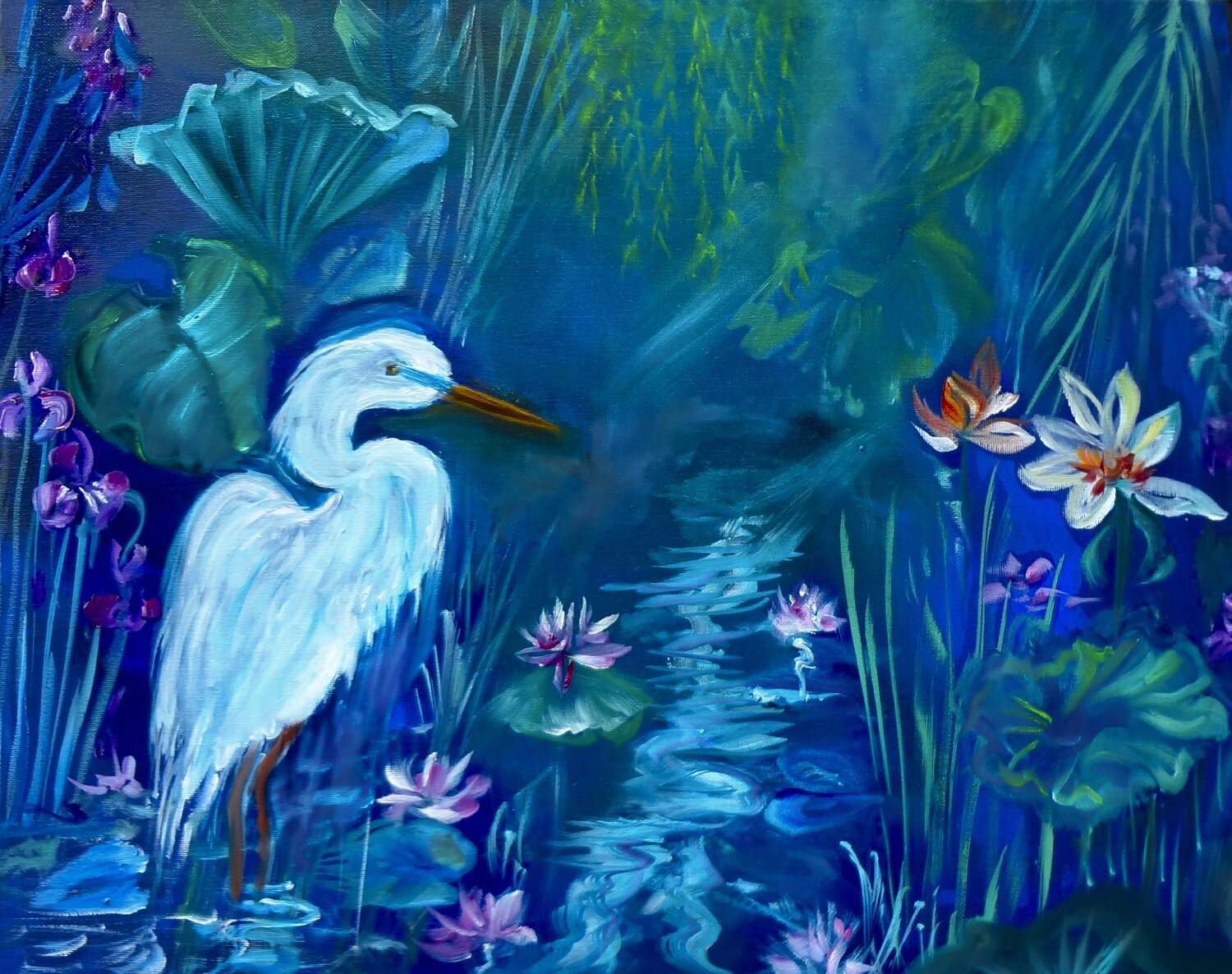 Garden of Monet's Pond Jenny Lee Dipinto originale in vendita
