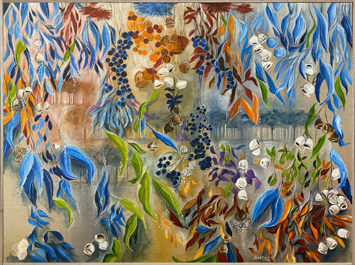 Peering through gum leaves by Jess King, Painting for Sale on Singulart