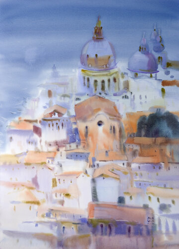 Venetian Roofs van Mila Weis, Werk op papier te koop op Singulart