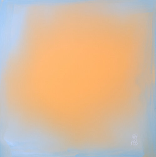 The Beginning Peach In Blue van Mila Weis, Schilderij te koop op Singulart