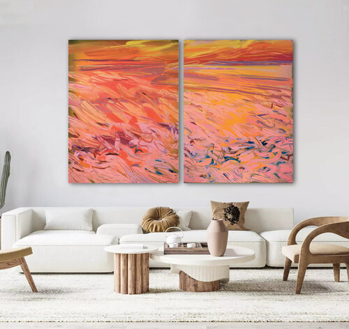 Pink Sea Breeze / Diptych de Mila Weis, Pintura a la venta en Singulart