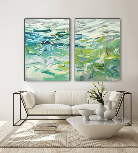 Green Noise / Diptych von Mila Weis, Malerei kaufen auf Singulart