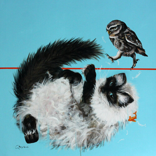 The Owl And The Pussycat de Merry Sparks, Pintura a la venta en Singulart