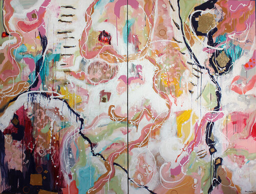 Indigo River (diptych) di Merry Sparks, Pittura in vendita su Singulart