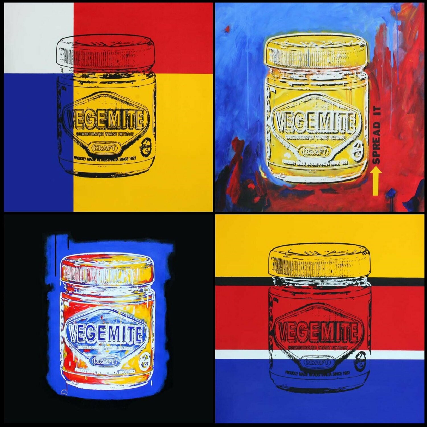 My Favourite Spread (after Piet Mondrian) Merry Sparks Dipinto originale in vendita