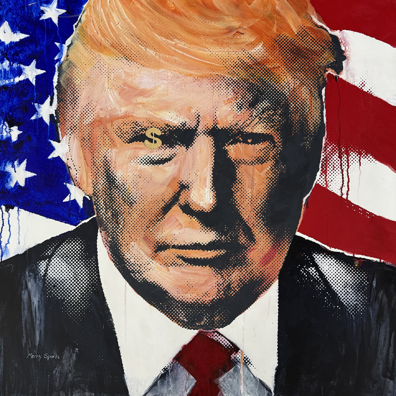 It's Showtime - Donald Trump No. 5 Merry Sparks Original painting for sale