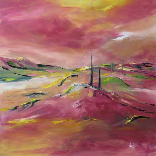Les cyprès by Véronique Degabriel, Painting for Sale on Singulart