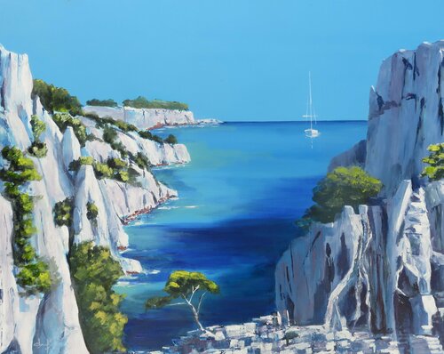Calanque entre Marseille et Cassis "Calanque d'En Vau" by Véronique Degabriel, Painting for Sale on Singulart