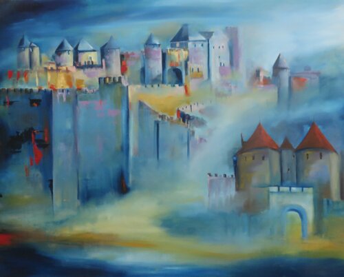 Carcassonne, vision féérique par Véronique Degabriel, Peinture en vente sur Singulart