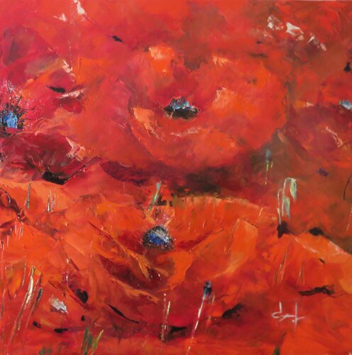 Au coeur des coquelicots von Véronique Degabriel, Malerei kaufen auf Singulart