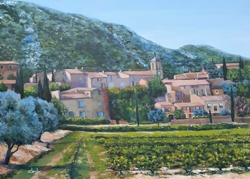 Village en Luberon, Maubec by Véronique Degabriel, Painting for Sale on Singulart