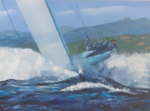 Régate en Méditerranée, Wally magic carpet 3 by Véronique Degabriel, Painting for Sale on Singulart
