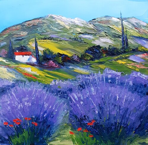 Lavandes dans le Luberon  en Provence by Véronique Degabriel, Painting for Sale on Singulart