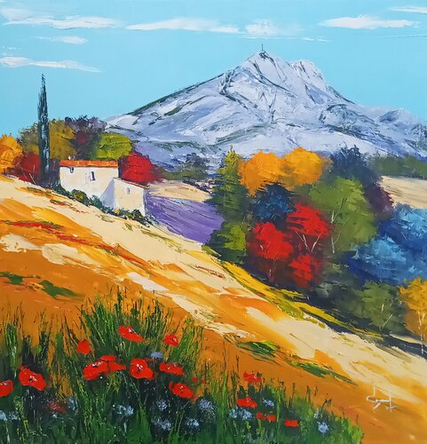 Promenade près de la  montagne Sainte Victoire by Véronique Degabriel, Painting for Sale on Singulart